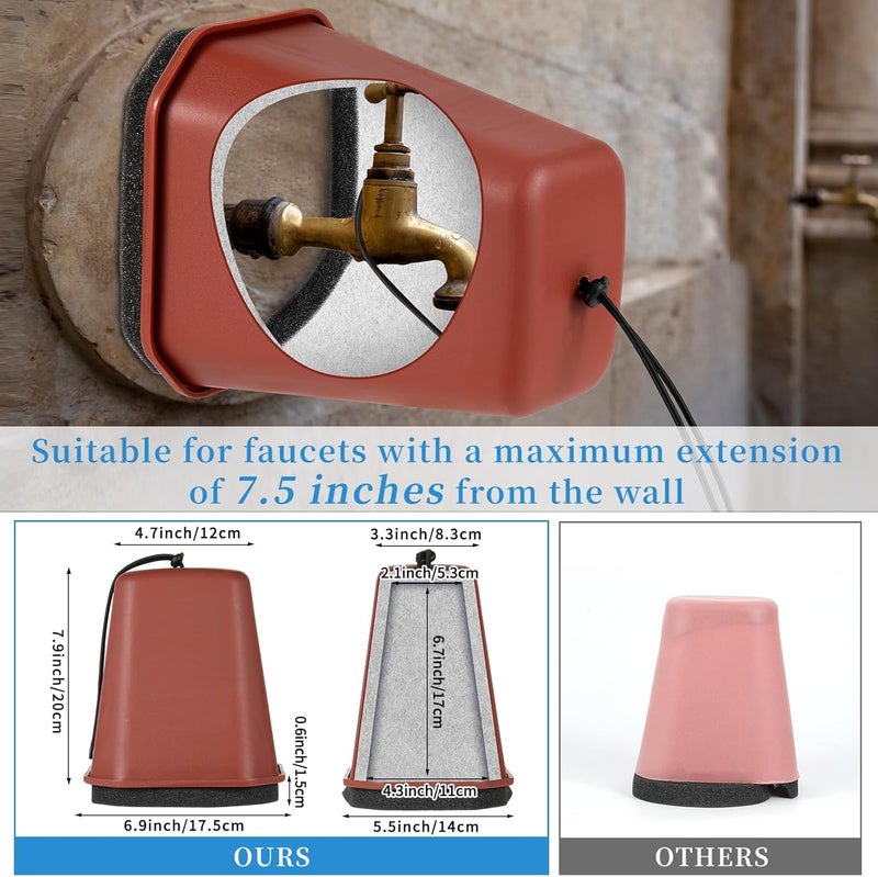 Bornerwhite 4 Pack 2026 Upgrade Extra Large Outdoor Faucet Cover for Winter Freeze Protection 8.5x7x5.5in Thick Plastic Foam Hose Bib Spigot Cover Winter Insulated with Reflective Strips (Red) - Image 2